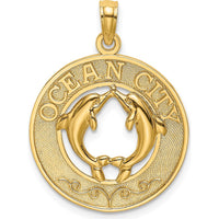 14K Yellow Gold Ocean City Dolphin Charm Pendant - Textured Design by Oro Pregiato