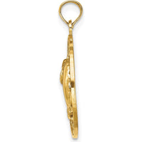 14K Yellow Gold Ocean City Dolphin Charm Pendant - Textured Design by Oro Pregiato