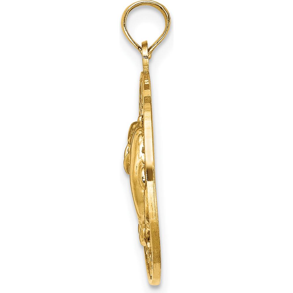14K Yellow Gold Ocean City Dolphin Charm Pendant - Textured Design by Oro Pregiato