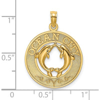 14K Yellow Gold Ocean City Dolphin Charm Pendant - Textured Design by Oro Pregiato
