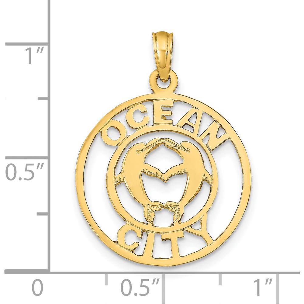 14K Yellow Gold Ocean City Dolphins Pendant with Polished Finish by Oro Pregiato