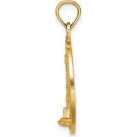 14K Yellow Gold Ocean City Lighthouse Charm Pendant - Polished Textured Design by Oro Pregiato