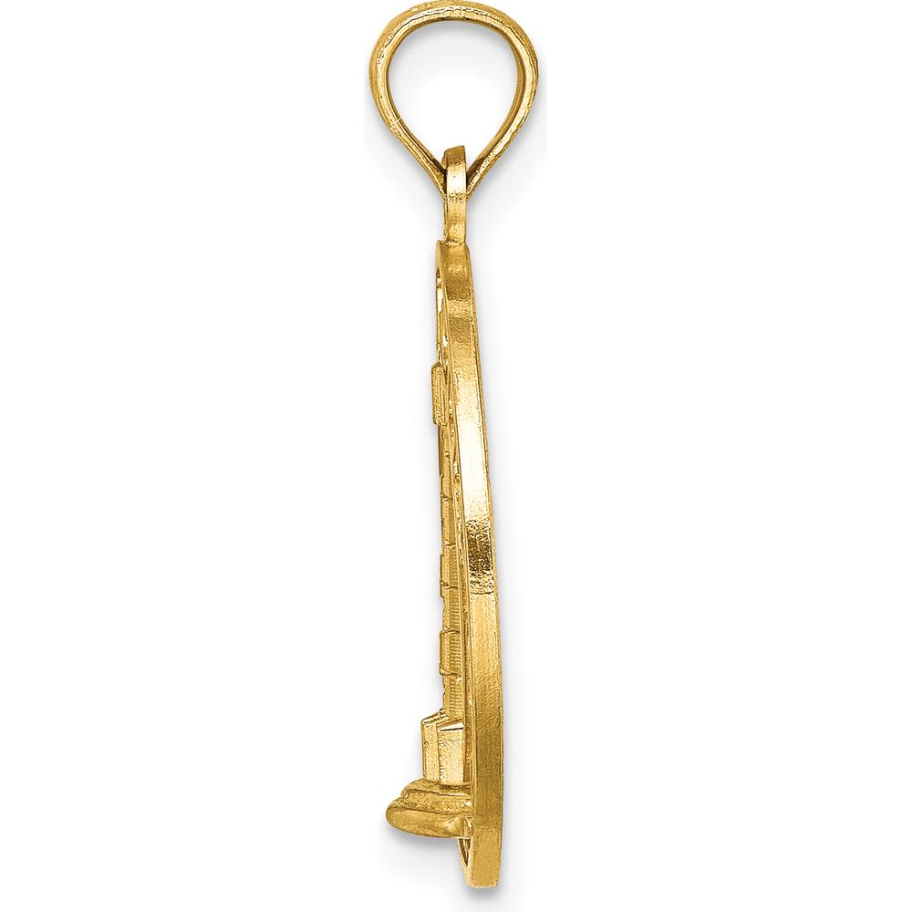 14K Yellow Gold Ocean City Lighthouse Charm Pendant - Polished Textured Design by Oro Pregiato
