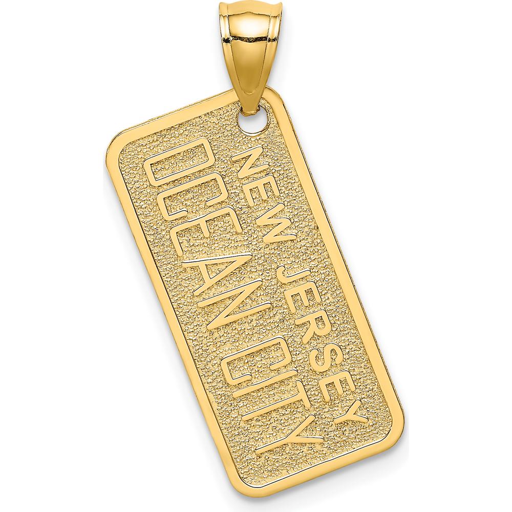 14K Yellow Gold Ocean City New Jersey Textured License Plate Pendant by Oro Pregiato