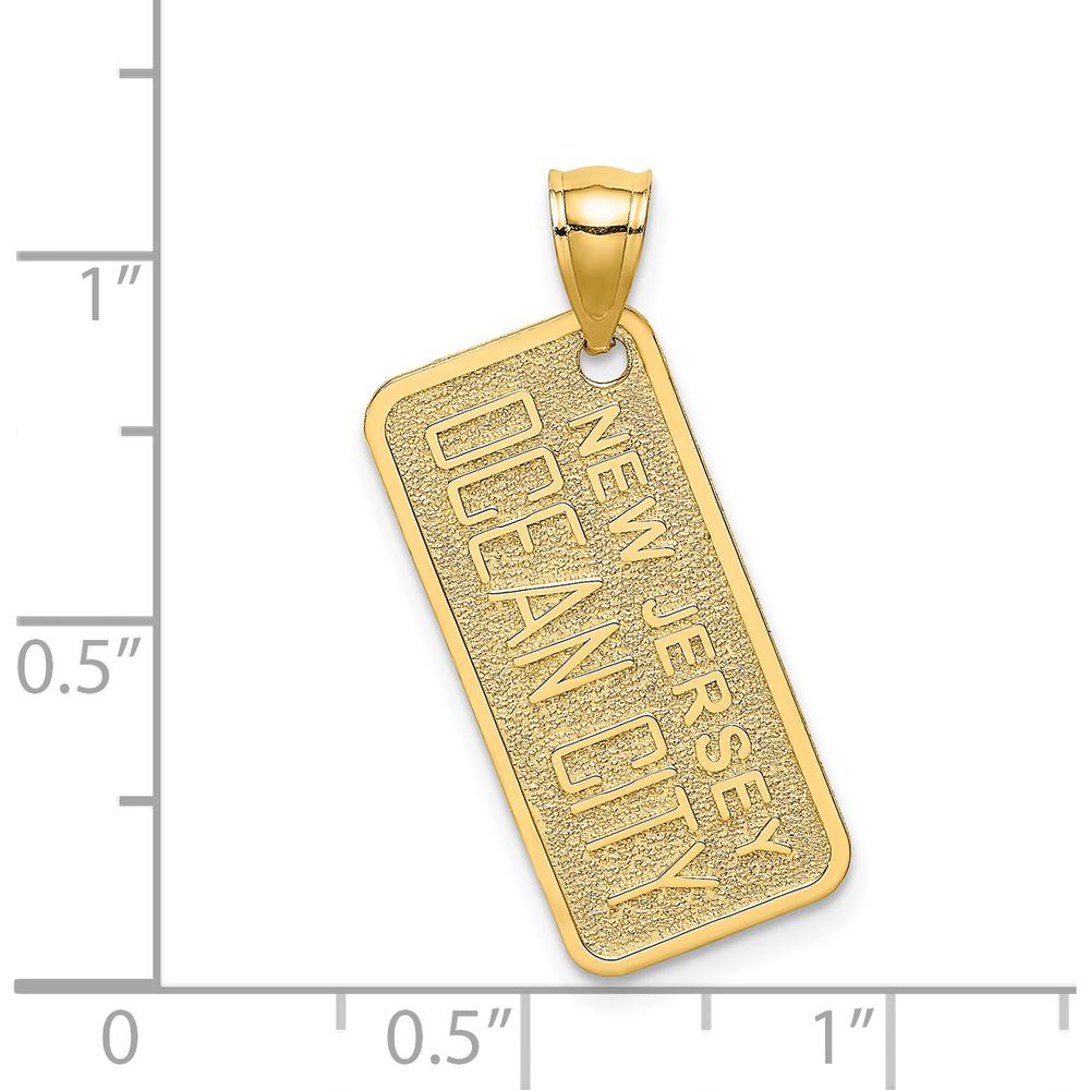 14K Yellow Gold Ocean City New Jersey Textured License Plate Pendant by Oro Pregiato