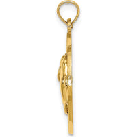 14K Yellow Gold Ocean City NJ Dolphins Charm Pendant - 19.3mm by Oro Pregiato
