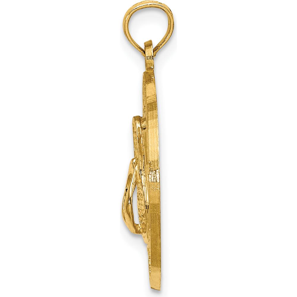14K Yellow Gold Ocean City NJ Flip Flop Charm Pendant - 19.3mm Length by Oro Pregiato