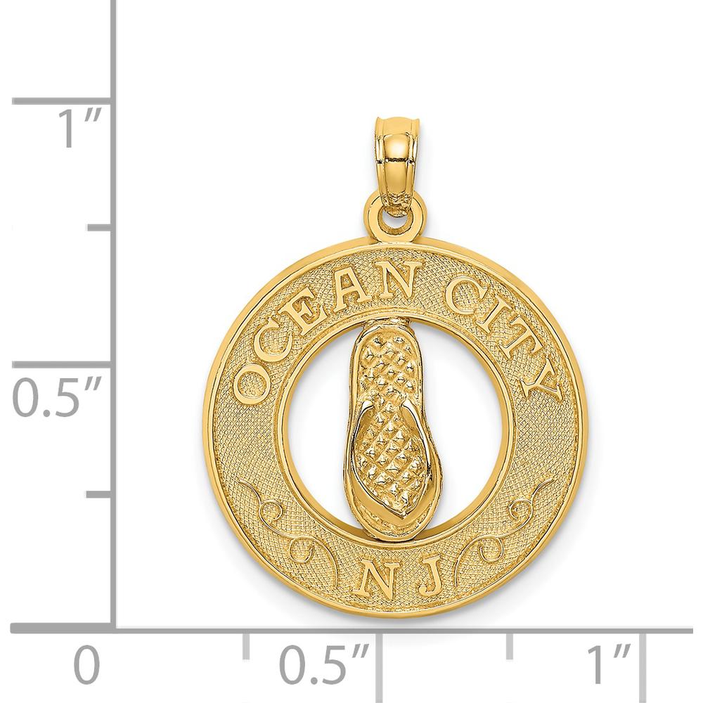 14K Yellow Gold Ocean City NJ Flip Flop Charm Pendant - 19.3mm Length by Oro Pregiato