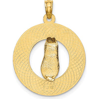 14K Yellow Gold Ocean City NJ Flip Flop Charm Pendant - 19.3mm Length by Oro Pregiato