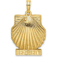 14K Yellow Gold Ocean City Scallop Shell Pendant - Textured 3D Charm by Oro Pregiato