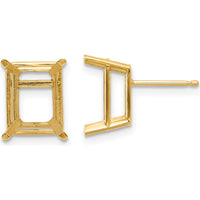 14K Yellow Gold Octagon Emerald Earring Mountings - Customizable 10x8 mm Setting Pair by Monteluci Fine Jewelry