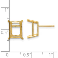14K Yellow Gold Octagon Emerald Earring Mountings - Customizable 10x8 mm Setting Pair by Monteluci Fine Jewelry