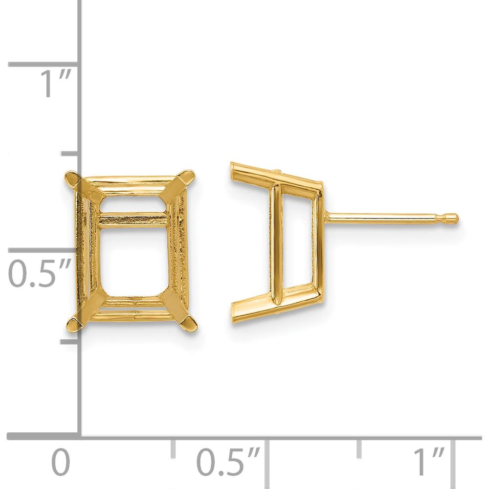 14K Yellow Gold Octagon Emerald Earring Mountings - Customizable 10x8 mm Setting Pair by Monteluci Fine Jewelry