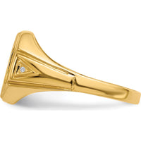 14K Yellow Gold Octagonal Men's Signet Ring with Burnish-Set Round Diamonds - 0.008 Carat Total Diamond Weight by 0