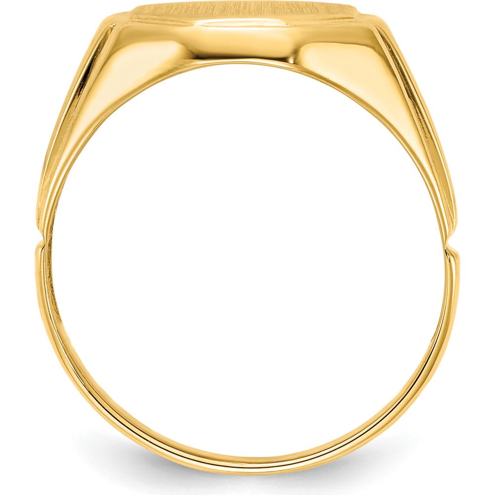 14K Yellow Gold Octagonal Satin Finish Men's Engravable Signet Ring by 0