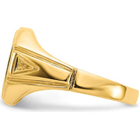 14K Yellow Gold Octagonal Satin Finish Men's Engravable Signet Ring by 0