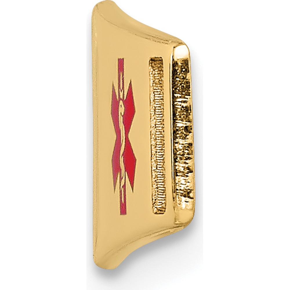 14K Yellow Gold Off-Center Red Epoxy Enameled Medical ID Plate - 36.5mm x 9mm by Oro Pregiato