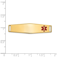 14K Yellow Gold Off-Center Red Epoxy Enameled Soft Diamond Shape Medical ID Plate by Oro Pregiato