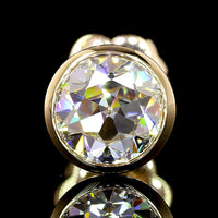 14K Yellow Gold Old European Cut Lab Diamond Stud Earrings with Bezel Setting - 2.03 Carat Total Weight, D Color VS1 Clarity - Covaloro Fine Jewelry
