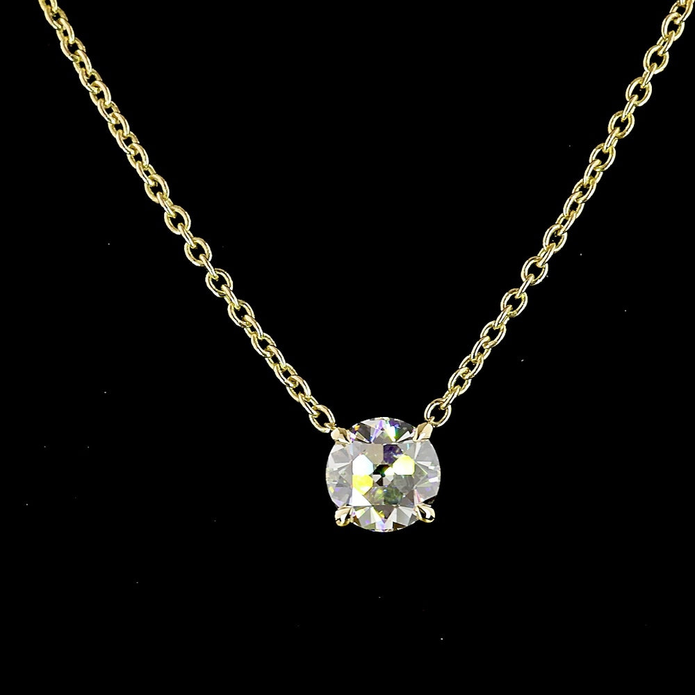 14K Yellow Gold Old European Cut Solitaire Pendant with 2.19 Carat Lab Diamond (E-F Color, VS1 Clarity) - GIA Certified - Covaloro Fine Jewelry