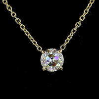 14K Yellow Gold Old European Cut Solitaire Pendant with 2.19 Carat Lab Diamond (E-F Color, VS1 Clarity) - GIA Certified - Covaloro Fine Jewelry