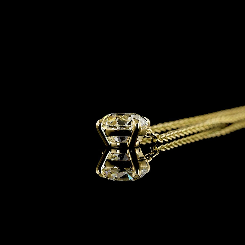 14K Yellow Gold Old European Cut Solitaire Pendant with 2.19 Carat Lab Diamond (E-F Color, VS1 Clarity) - GIA Certified - Covaloro Fine Jewelry