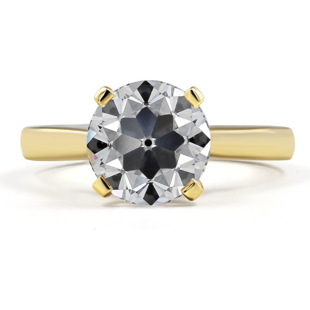 14K Yellow Gold Old European Cut Solitaire Ring with Lab-Grown D VVS2 Diamond - 2.51 Total Carat Weight - Covaloro Fine Jewelry