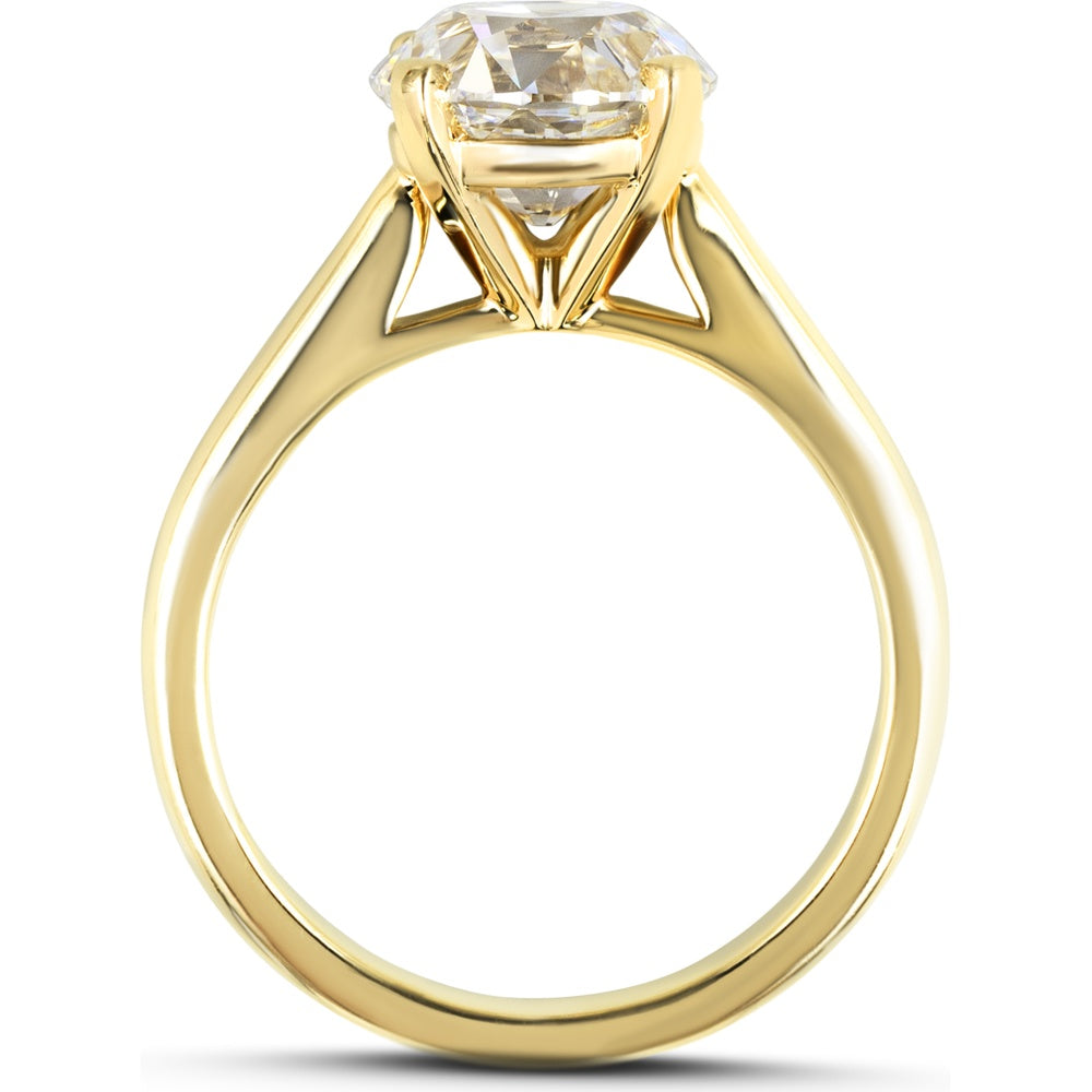 14K Yellow Gold Old European Cut Solitaire Ring with Lab-Grown D VVS2 Diamond - 2.51 Total Carat Weight - Covaloro Fine Jewelry