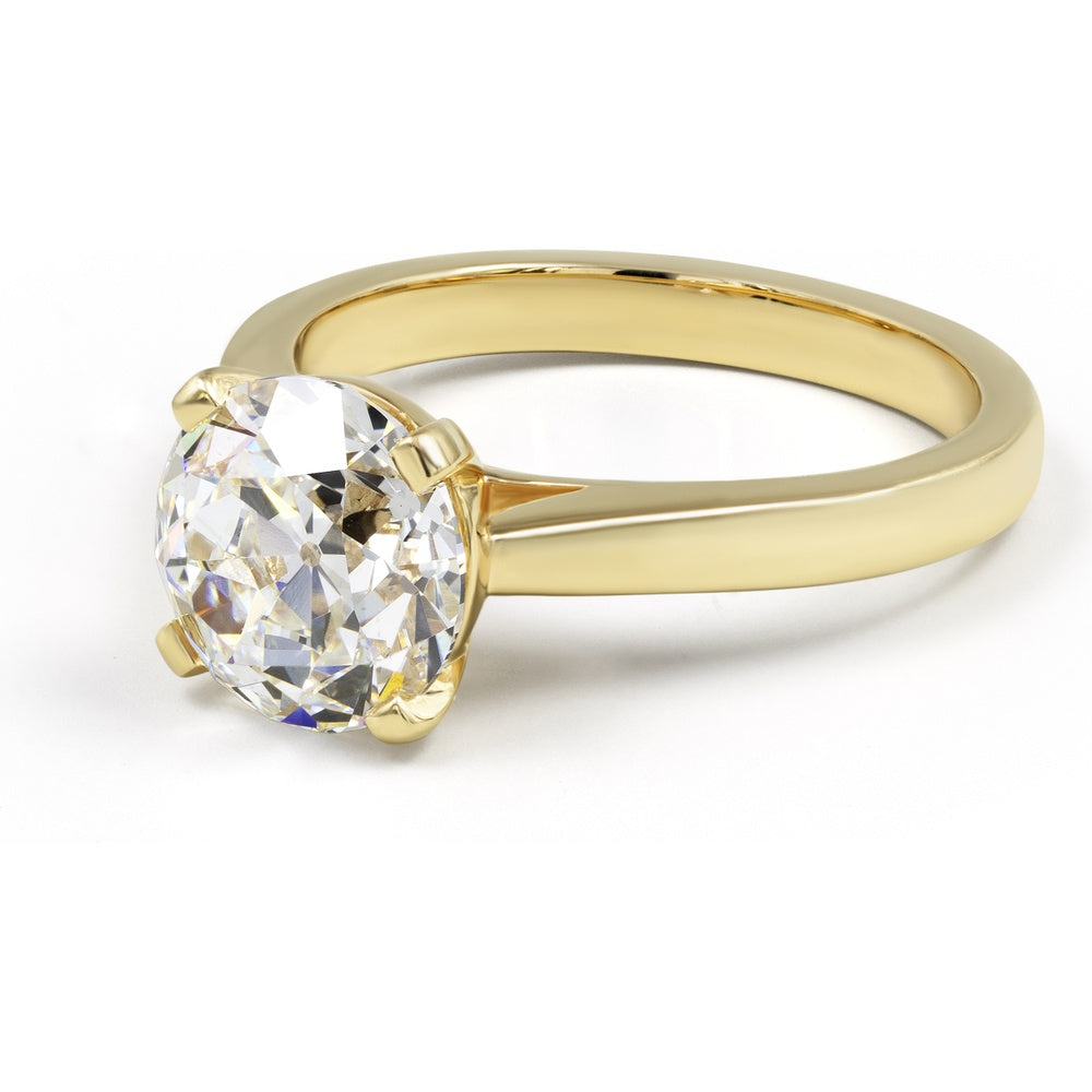 14K Yellow Gold Old European Cut Solitaire Ring with Lab-Grown D VVS2 Diamond - 2.51 Total Carat Weight - Covaloro Fine Jewelry