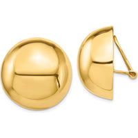 14K Yellow Gold Omega Clip Half Ball Button Earrings - 24mm by Oro Pregiato