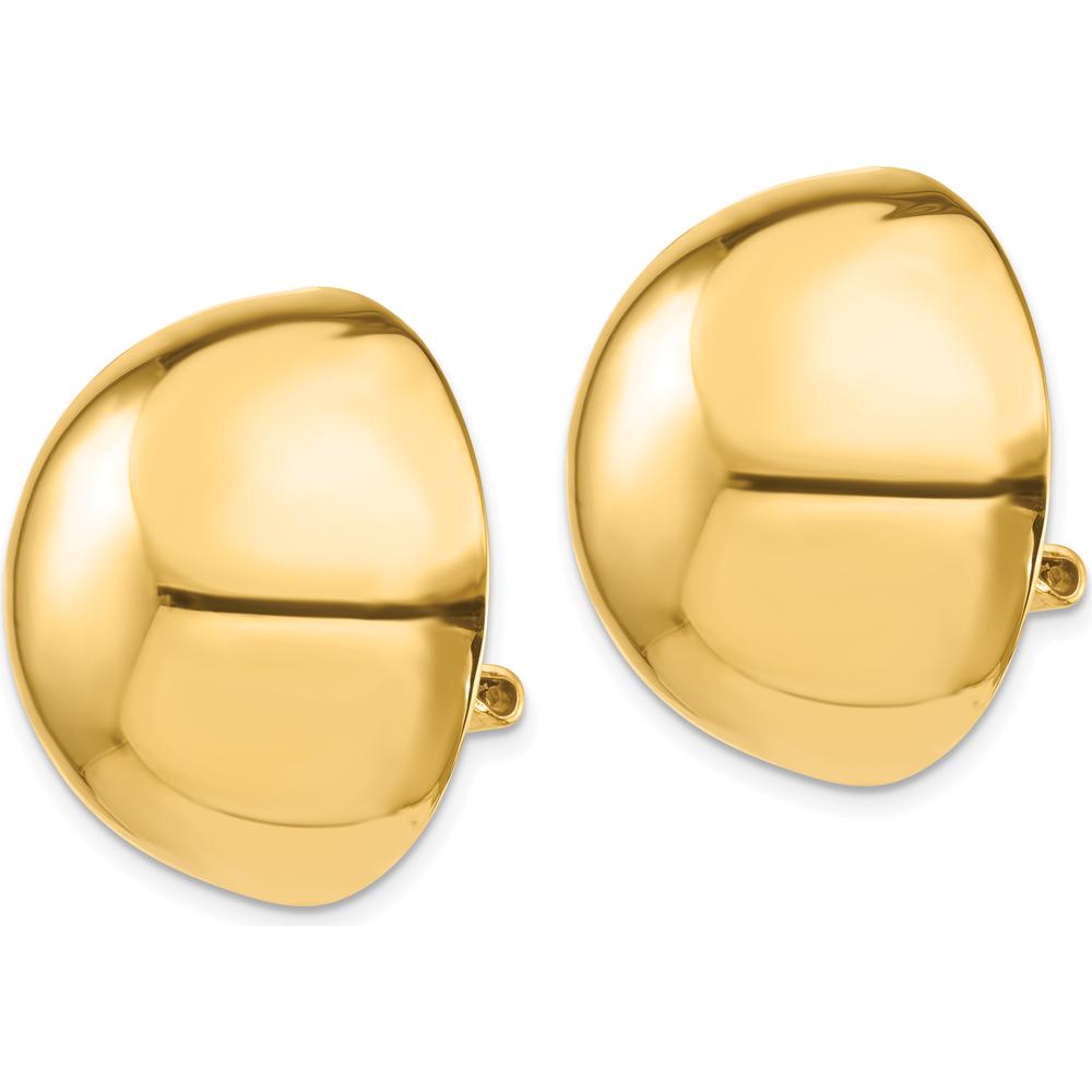 14K Yellow Gold Omega Clip Half Ball Button Earrings - 24mm by Oro Pregiato