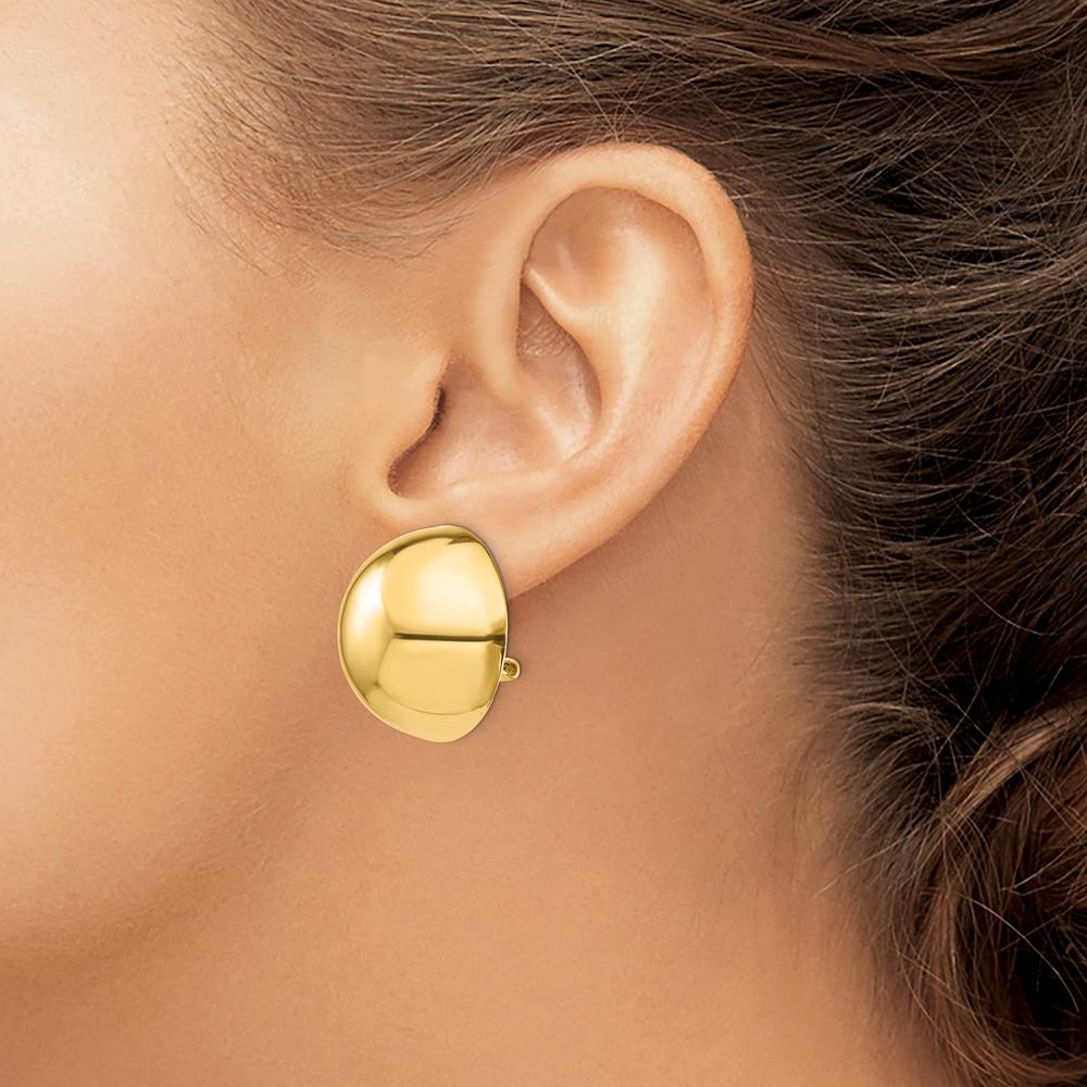 14K Yellow Gold Omega Clip Half Ball Button Earrings - 24mm by Oro Pregiato