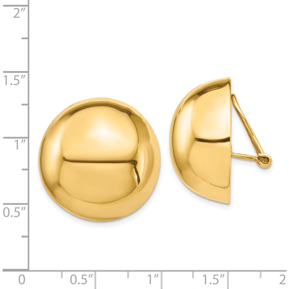 14K Yellow Gold Omega Clip Half Ball Button Earrings - 24mm by Oro Pregiato