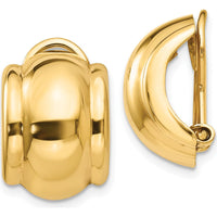 14K Yellow Gold Omega Clip Non-Pierced Button Earrings - Polished Finish by Oro Pregiato
