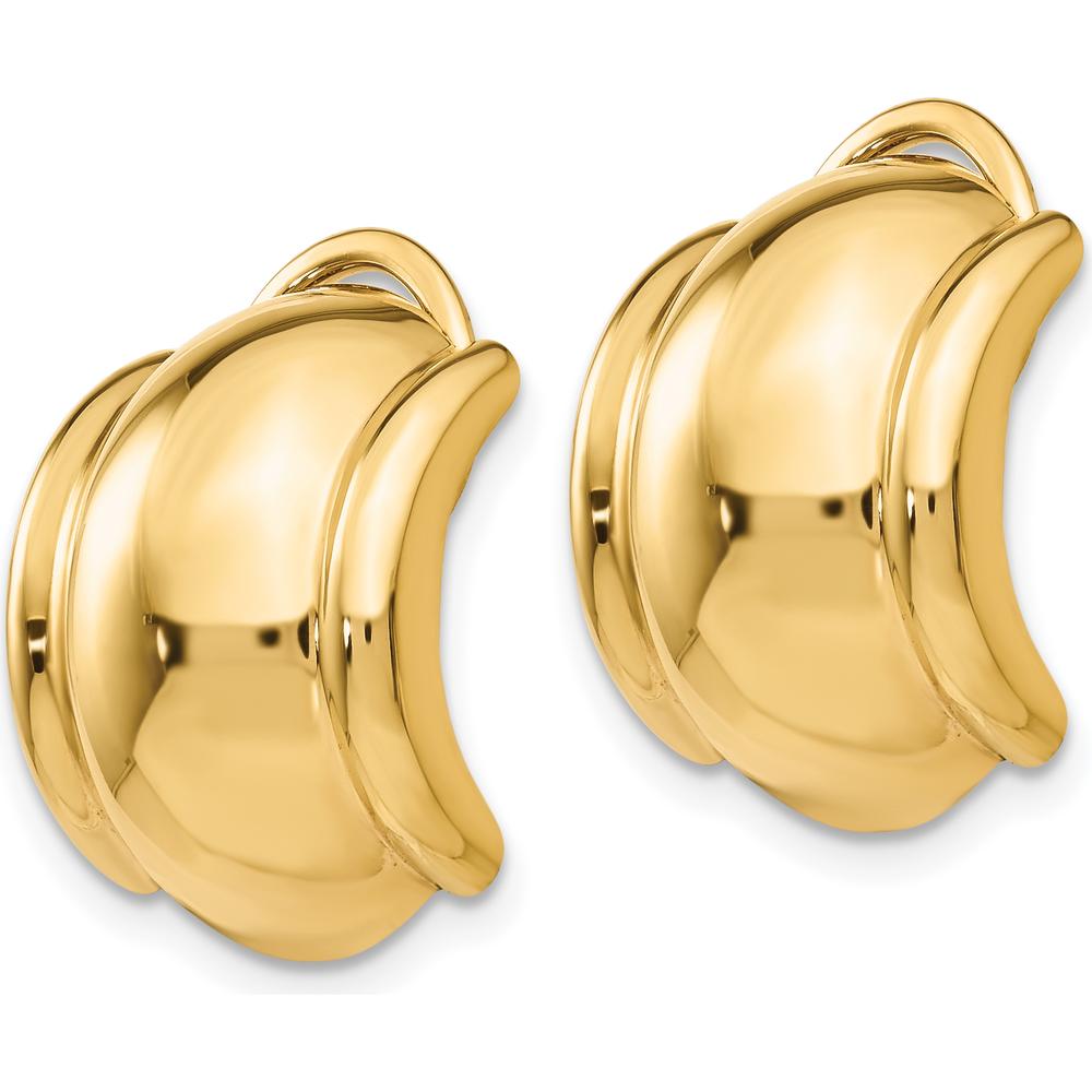 14K Yellow Gold Omega Clip Non-Pierced Button Earrings - Polished Finish by Oro Pregiato