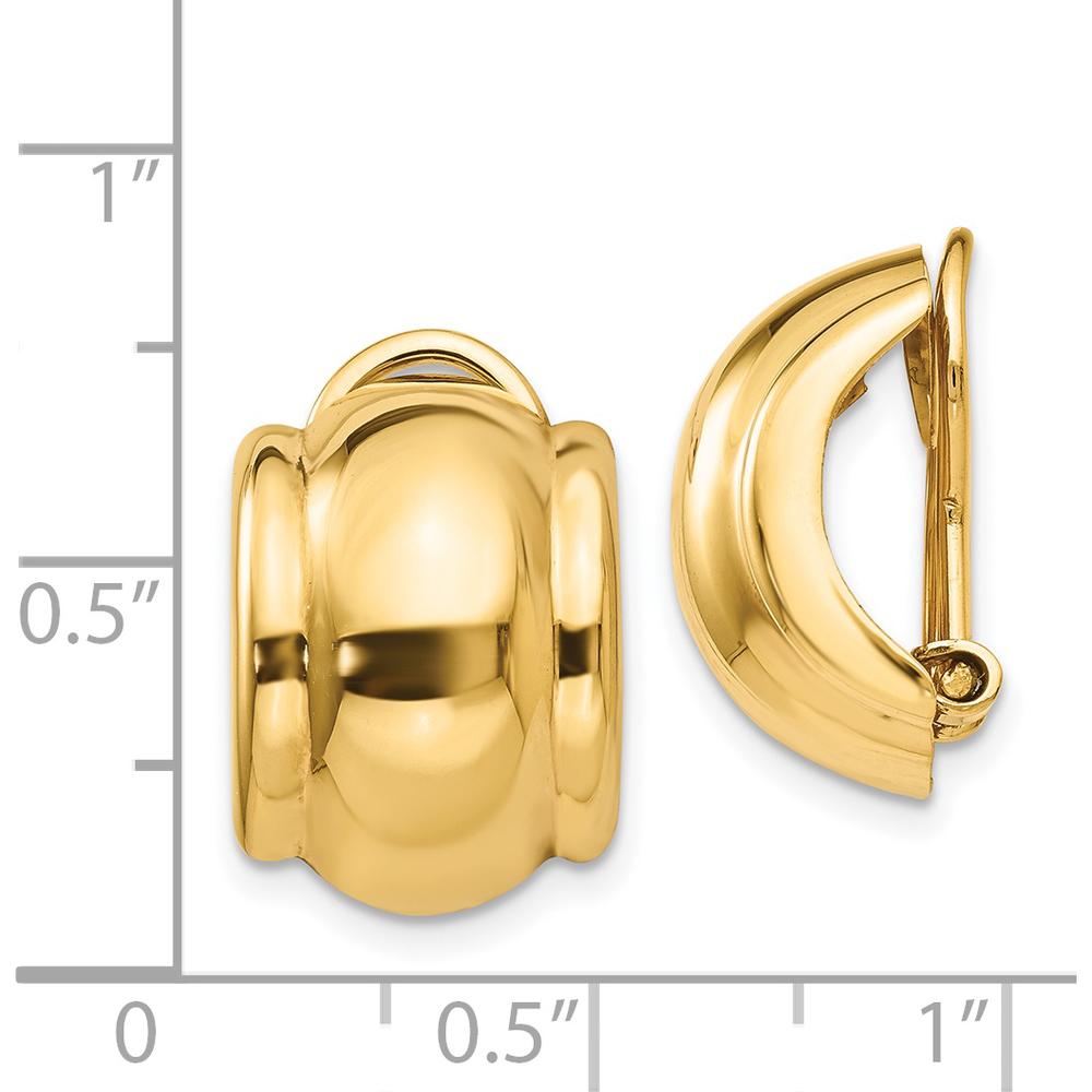14K Yellow Gold Omega Clip Non-Pierced Button Earrings - Polished Finish by Oro Pregiato
