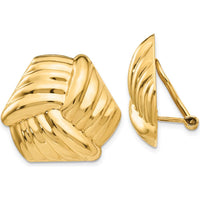 14K Yellow Gold Omega Clip Non-Pierced Button Earrings - Polished Finish by Oro Pregiato