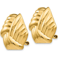 14K Yellow Gold Omega Clip Non-Pierced Button Earrings - Polished Finish by Oro Pregiato