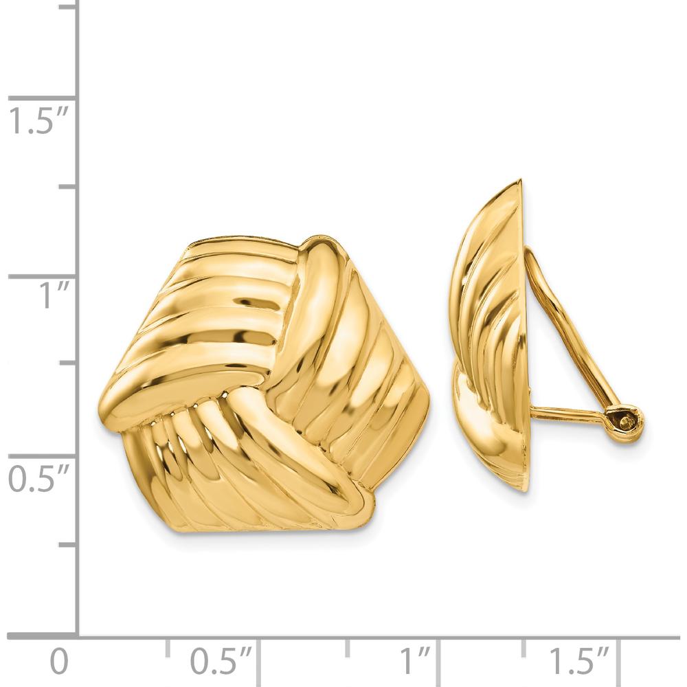 14K Yellow Gold Omega Clip Non-Pierced Button Earrings - Polished Finish by Oro Pregiato