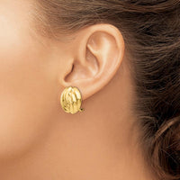 14K Yellow Gold Omega Clip Polished Button Earrings - Non-Pierced with Hollow Design by Oro Pregiato