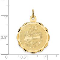 14K Yellow Gold "On Graduation Day" Engravable Diploma Disc Pendant by Oro Pregiato