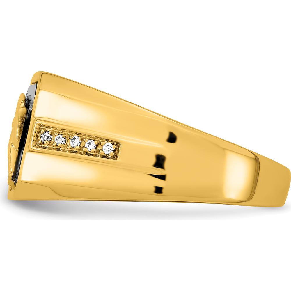 14K Yellow Gold Onyx and Diamond Eagle Ring with Round Diamond Accents by 0