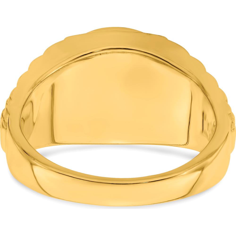 14K Yellow Gold Onyx and Diamond Men's Ring with 20 Round Diamonds - 0.01 Carat Total Diamond Weight by 0