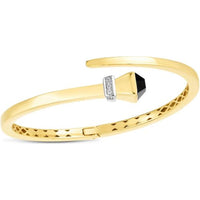 14K Yellow Gold Onyx & Diamond Wrap Bangle - 0.05 Carat Diamond Accent by Orozza Fine Jewelry