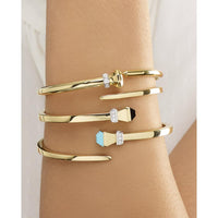 14K Yellow Gold Onyx & Diamond Wrap Bangle - 0.05 Carat Diamond Accent by Orozza Fine Jewelry