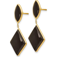 14K Yellow Gold Onyx Dangle Earrings - 32mm Length by Oro Pregiato