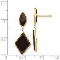 14K Yellow Gold Onyx Dangle Earrings - 32mm Length by Oro Pregiato