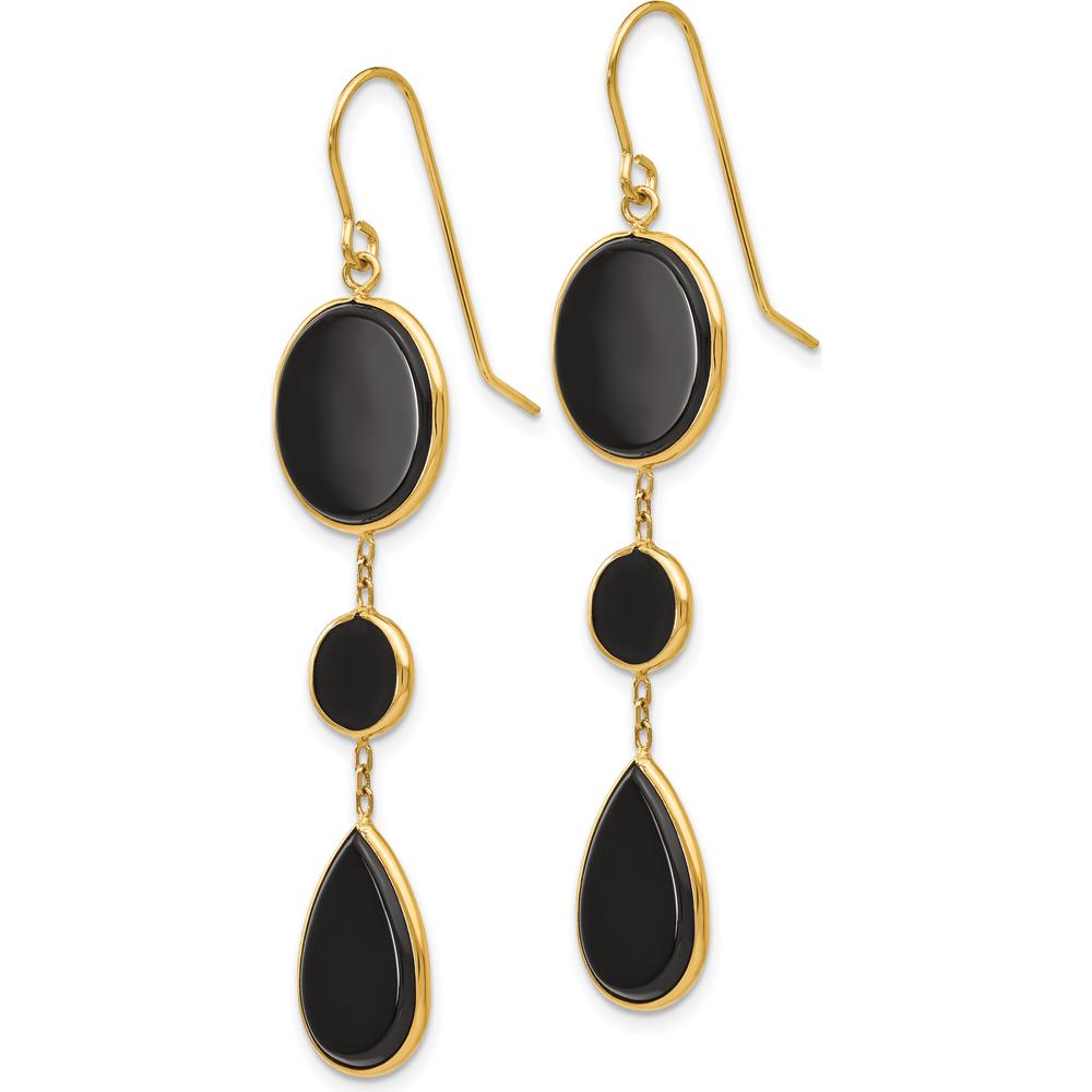 14K Yellow Gold Onyx Geometric Dangle Earrings - 1.0 Carat Total Onyx Weight by Oro Pregiato