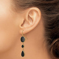 14K Yellow Gold Onyx Geometric Dangle Earrings - 1.0 Carat Total Onyx Weight by Oro Pregiato