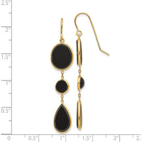 14K Yellow Gold Onyx Geometric Dangle Earrings - 1.0 Carat Total Onyx Weight by Oro Pregiato